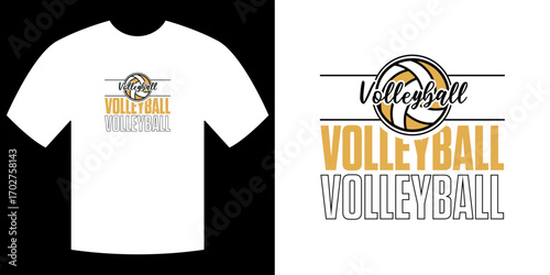 Volleyball T-shirt Graphic: A sleek and modern design featuring a volleyball, perfect for apparel, posters, and other graphic projects.
