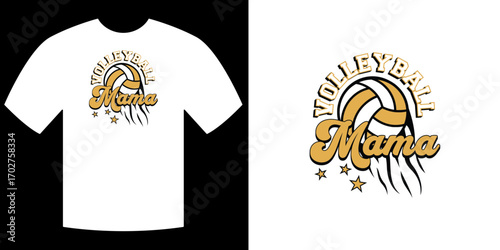 Volleyball Mom Shirt Design: A graphic design showcasing a stylish and playful volleyball theme. Ideal for sports enthusiasts. 