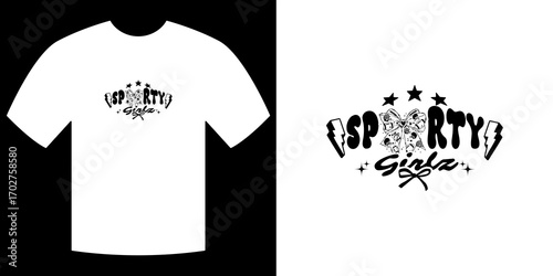 Sporty Giala T-Shirt Design: A striking graphic showcases a white t-shirt, displaying the Sporty Giala design, a bold statement perfect for sports enthusiasts and fashion-forward individuals. 