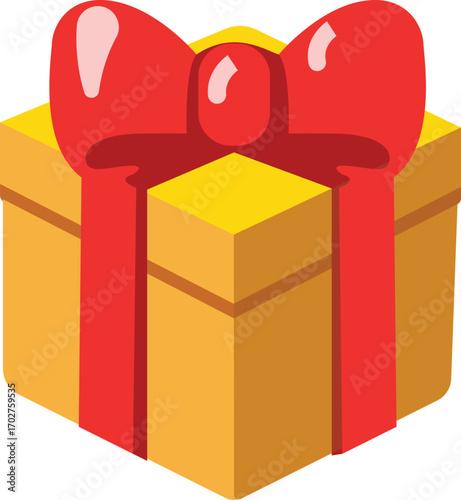Festive gift box with red ribbon and bow celebration surprise