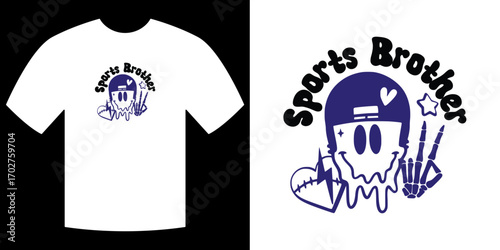 Sports Brother T-shirt design: A trendy and eye-catching design for a Sports Brother t-shirt, featuring a creative design. This design captures the spirit of sports and brotherhood.