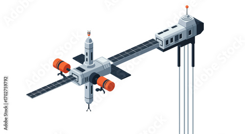 Space Station Orbiting Earth: Futuristic Design.
