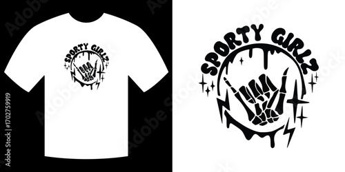 Sporty Girlz Tee Design: a striking design element on a shirt showcasing youthful energy, vibrant lifestyle and rebellious spirit.