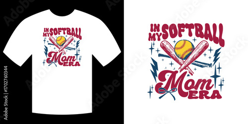 Softball Mom Era T-Shirt: Displaying the essence of motherhood in the softball realm, the image shows a captivating design on a shirt, ideal for those passionate about the game.