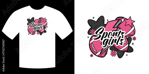 Sports Girls Tee: A creative design is shown on a tee that embodies the energetic spirit of sports, ideal for girls, representing athleticism and fun