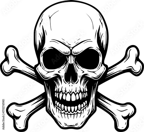 Skull crossbone vector pirate icon logo Halloween ghost graphic symbol illustration
