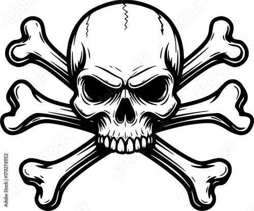 Skull crossbone vector pirate icon logo Halloween ghost graphic symbol illustration