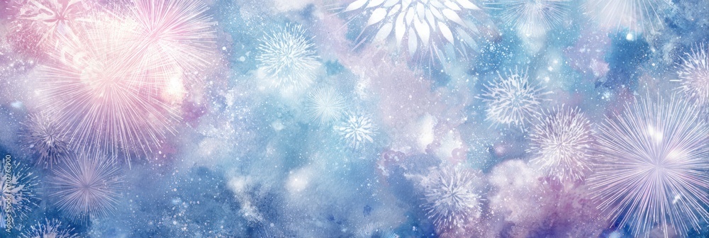Fototapeta premium Explosion of Colors With Bright Fireworks in a Night Sky During a Festive Celebration