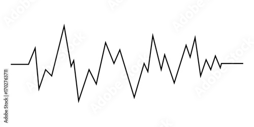A black line graph with sharp peaks and valleys, isolated on a white background.