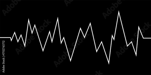 A black line graph with sharp peaks and valleys, isolated on a white background.