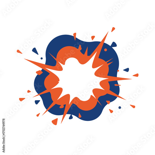 Abstract Orange and Blue Explosion Graphic.