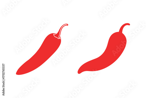 two red chili peppers with stems silhouette