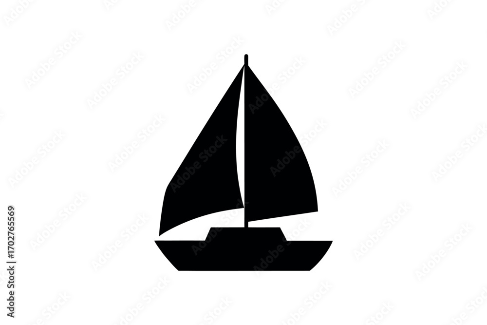 Fototapeta premium a sailboat floating on calm waters with silhouette