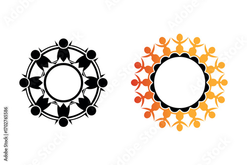 circle of people forming unity symbol silhouette
