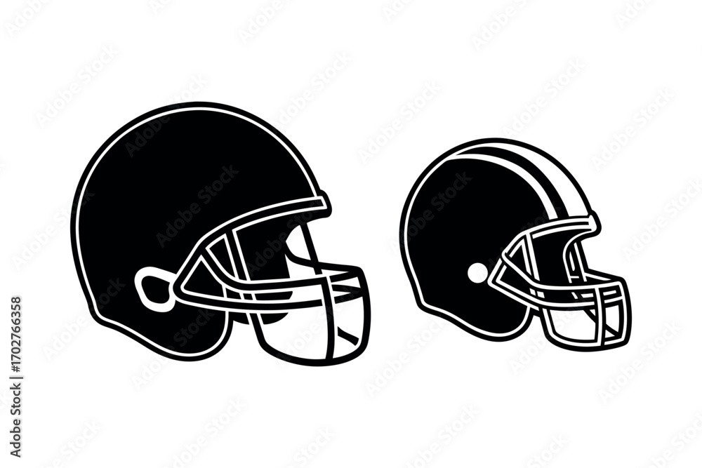 Naklejka premium football helmets shown in black and white silhouette