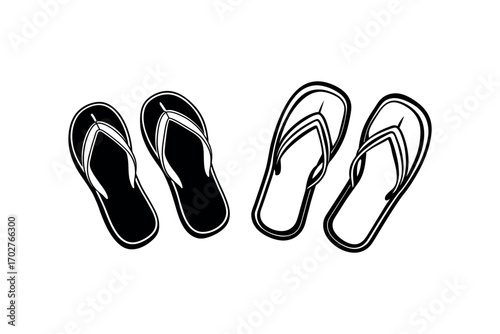 flip flops displayed in pairs with distinct silhouette