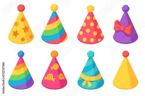 Celebration and party 3d icons set – festive, colorful, decoration symbols