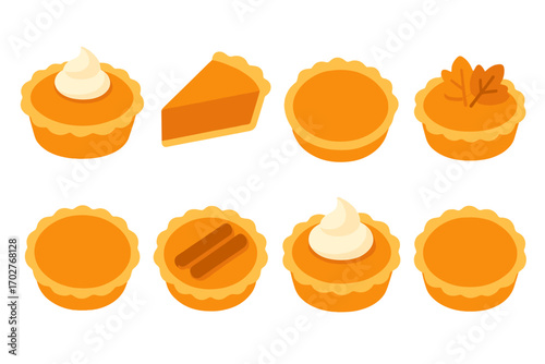 Autumn desserts icons set – silhouette, filled, seasonal pie and pastry symbols