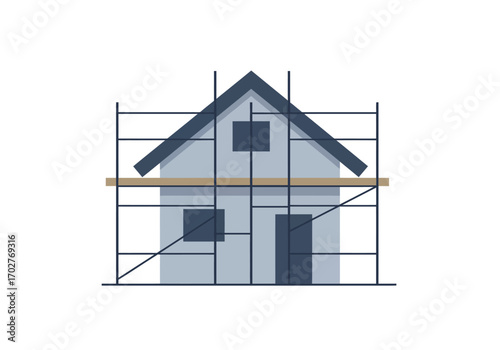 House Under Construction Detailed Blueprint.