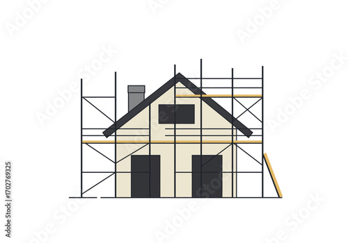 House Under Construction Scaffolding.
