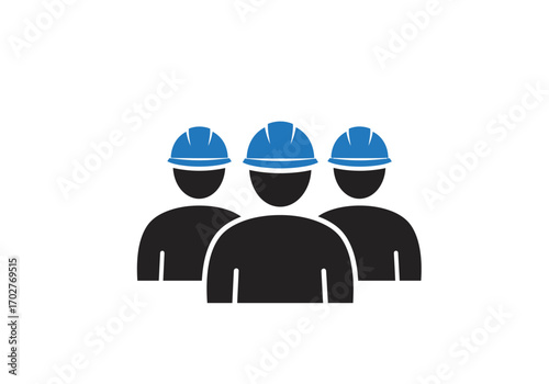 Three Construction Workers Teamwork Safety.
