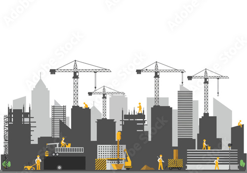Construction Site in City Skyline.