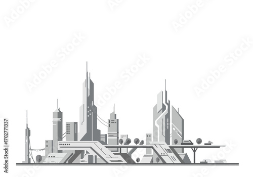 Futuristic Cityscape Architectural Design.