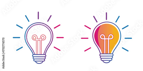 Illuminated lightbulb icons representing ideas innovation and inspiration concepts vector