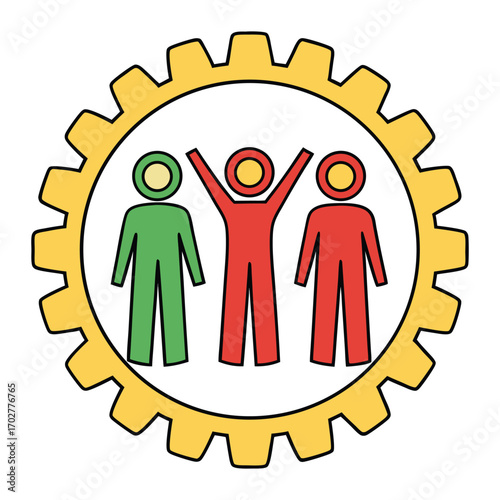Business teamwork synergy concept represented by people inside gear icon vector