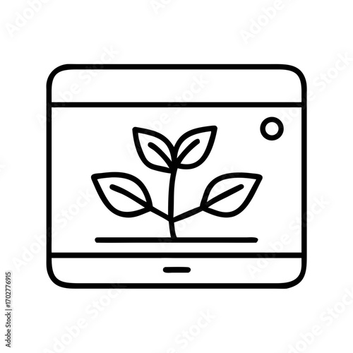Eco plant screen icon – vector nature and green technology symbol
