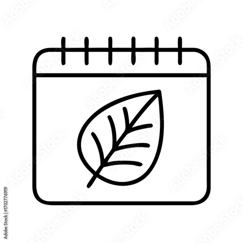 Eco calendar icon – vector leaf and nature schedule symbol
