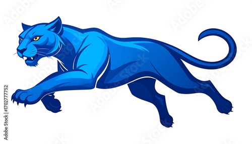 Blue panther in a dynamic leap