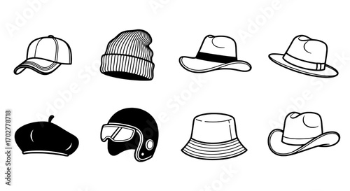 Diverse Headwear Collection Hats, Caps, and More