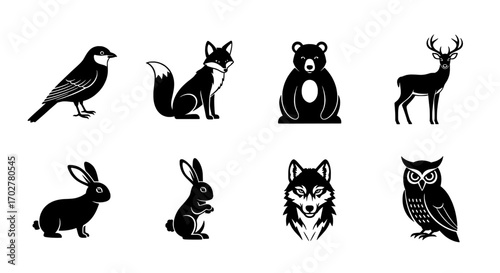 Black and White Animal Silhouettes