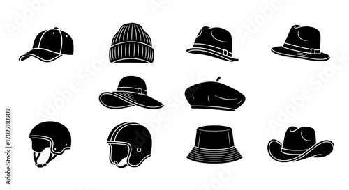 Diverse Headwear Collection Hats, Beanies, Berets, and Helmets