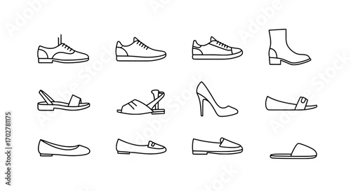 Variety of Shoe Styles A Collection of Footwear Outlines