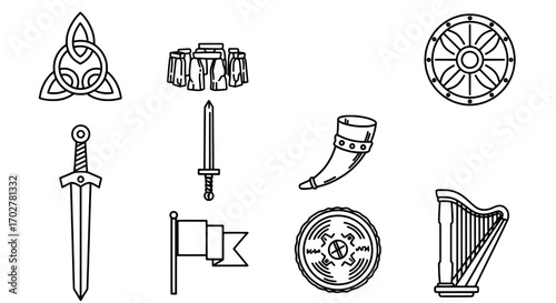 Celtic and Viking Symbols Line Art Illustrations