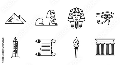 Ancient Egypt Icon Set Line Art Graphics