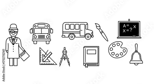 School Tools & Supplies Education Essentials Vector Icons