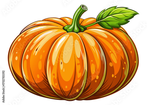 Fresh Whole Pumpkin Isolated on White Background