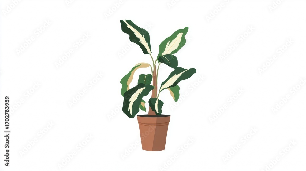 Fototapeta premium A vibrant green potted houseplant with lush leaves brings a touch of nature and life to any home
