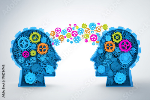 Knowledge Transfer Between Two Mechanical Heads with Colorful Gears