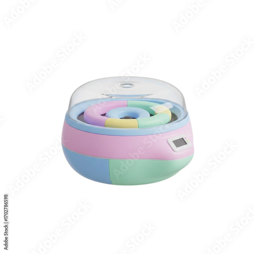 Colorful candy floss machine with a transparent lid isolated on transparent background