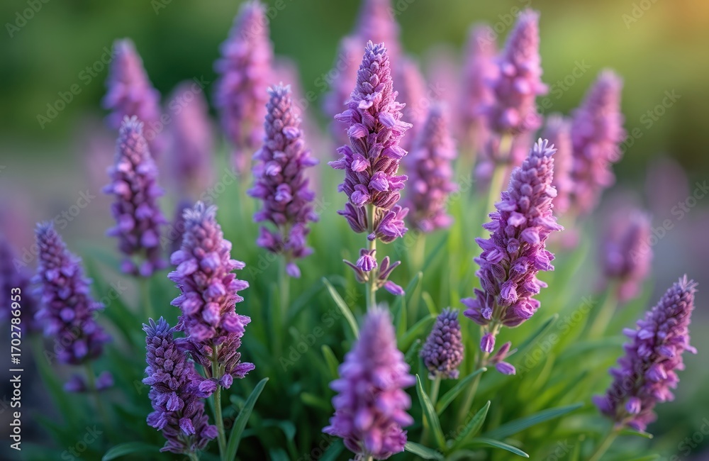 Obraz premium Closeup of Goniolimon tataricum plant also known as German Statice with purple flowers. Lilac inflorescences on green stems in the garden. Summer blooming lavenders at bright sunny day.