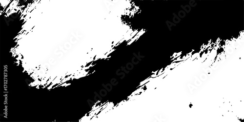 Abstract grunge background with a black ink splat texture and dirty paint splatter