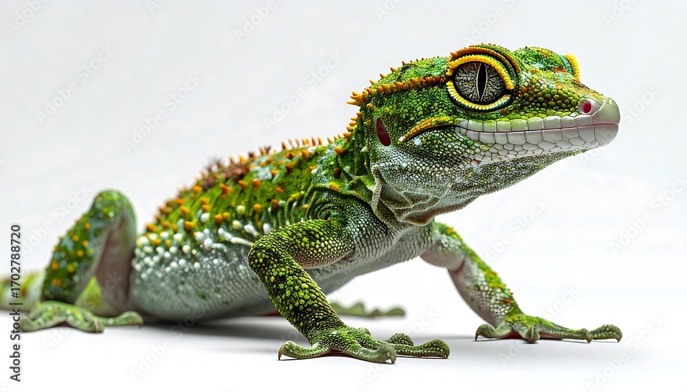 Fototapeta premium Close-up of a vibrant green lizard