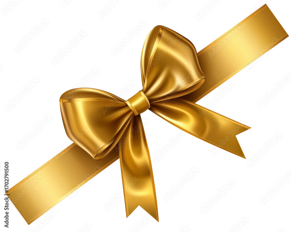 Fototapeta premium 3D Golden bow isolated on a transparent background