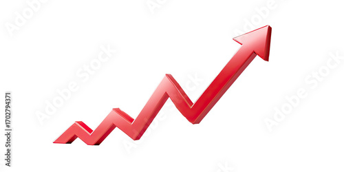 Red upward trending graph icon