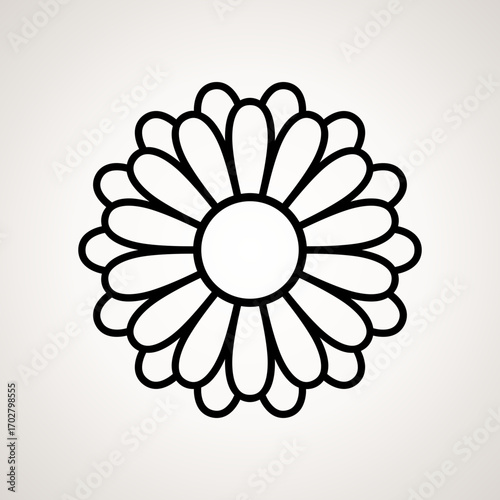 Simple illustration of flower outline. Separate bloom.