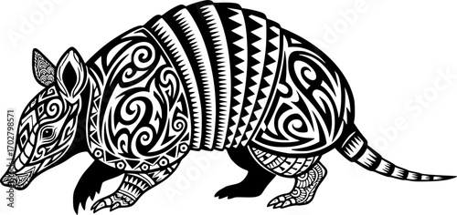 Armadillo silhouette, Texas armadillo silhouette, Armadillo silhouette svg, Tribal armadillo silhouette, Armadillo vector illustration.